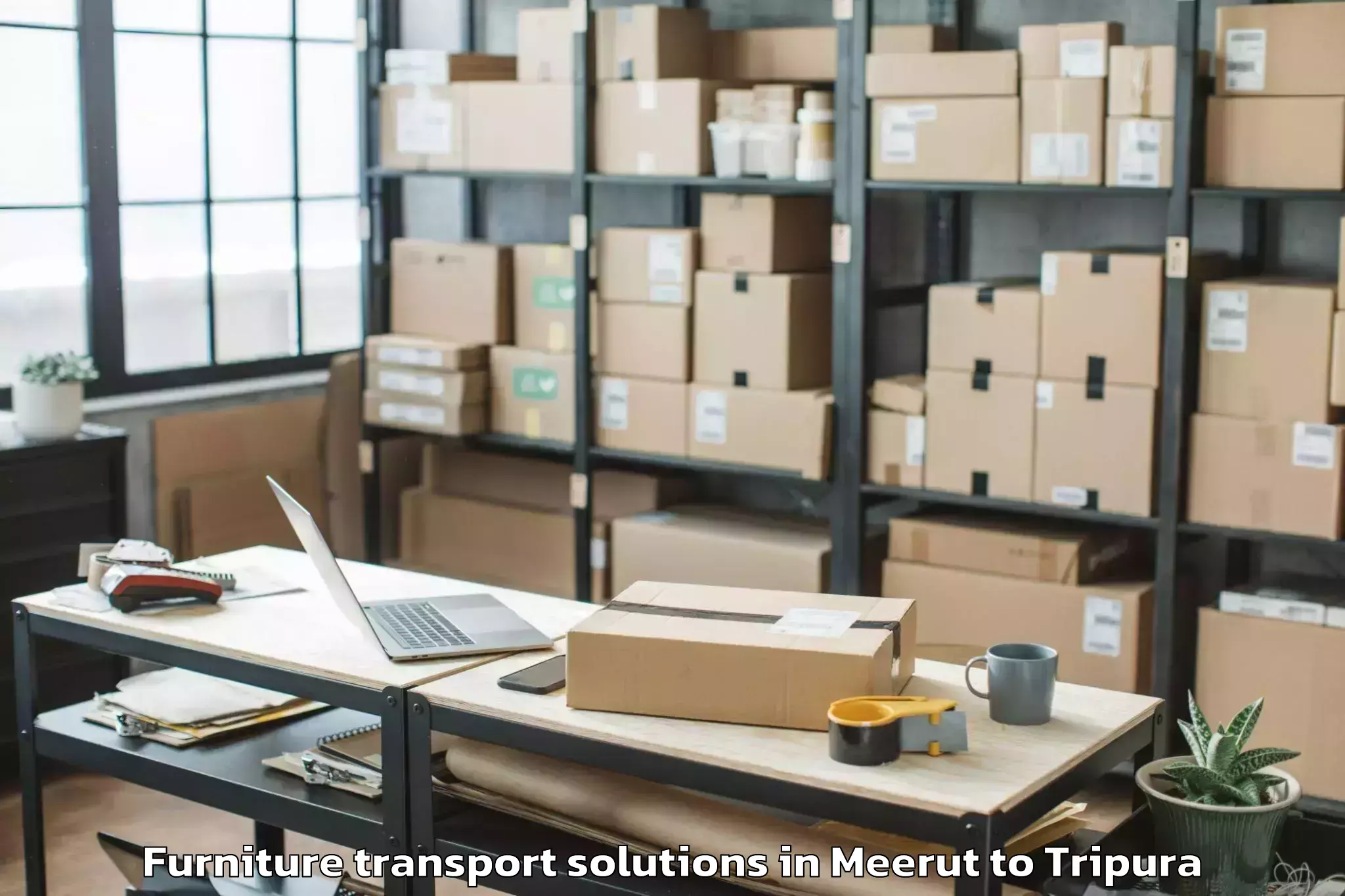 Professional Meerut to Teliamura Furniture Transport Solutions